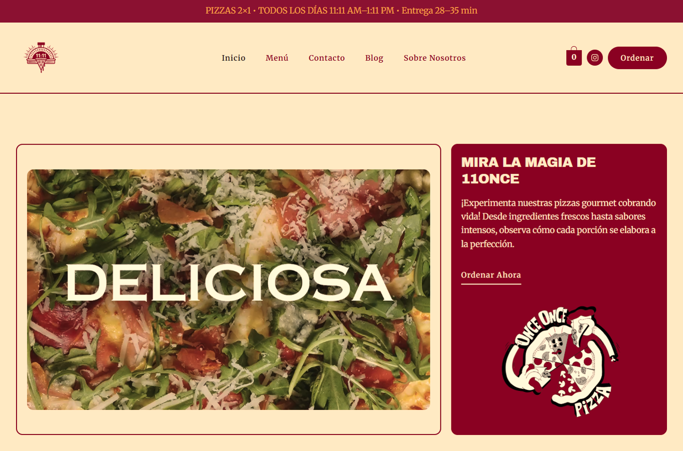 11Once Pizza Website