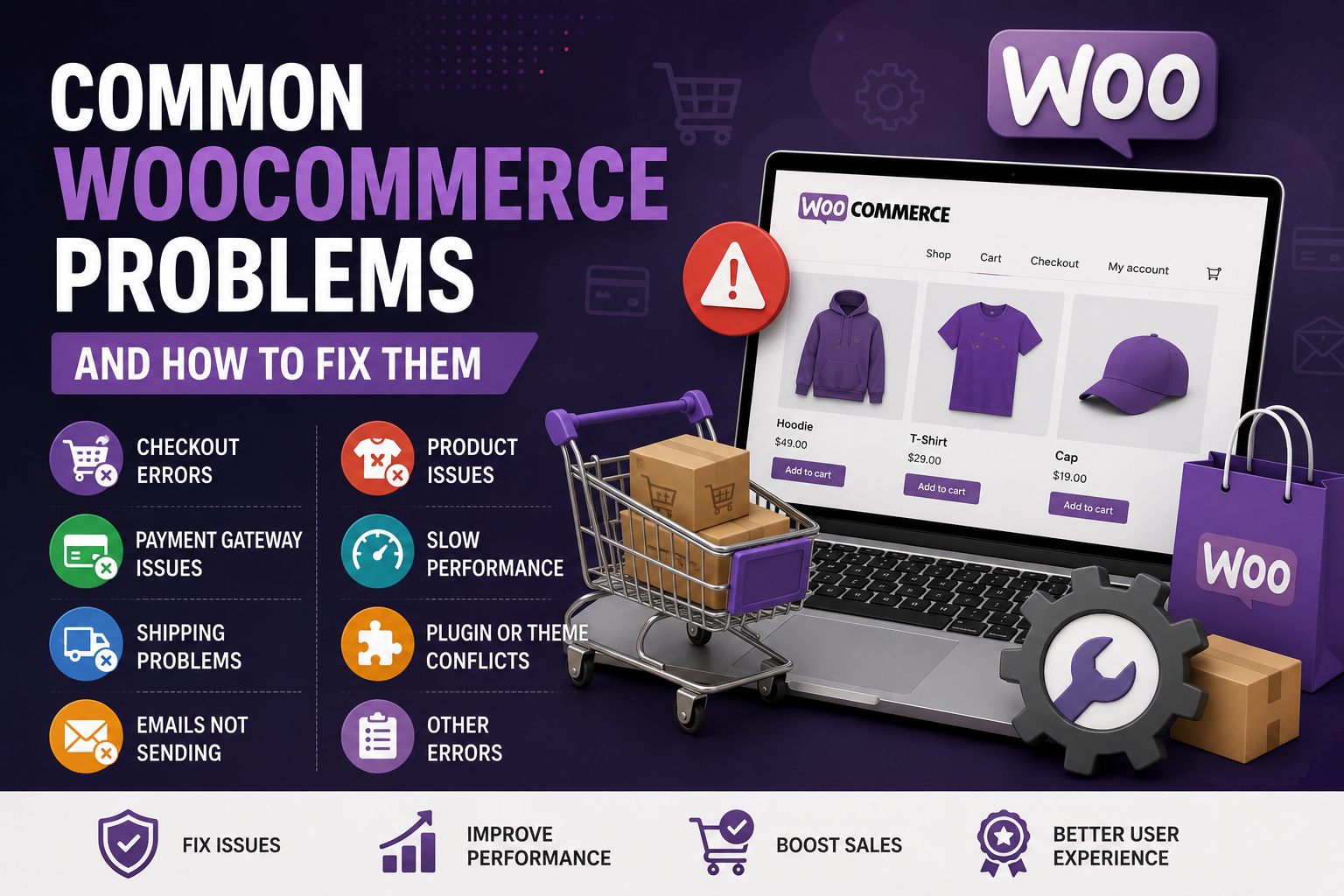Common WooCommerce problems affecting checkout, payments, shipping and products