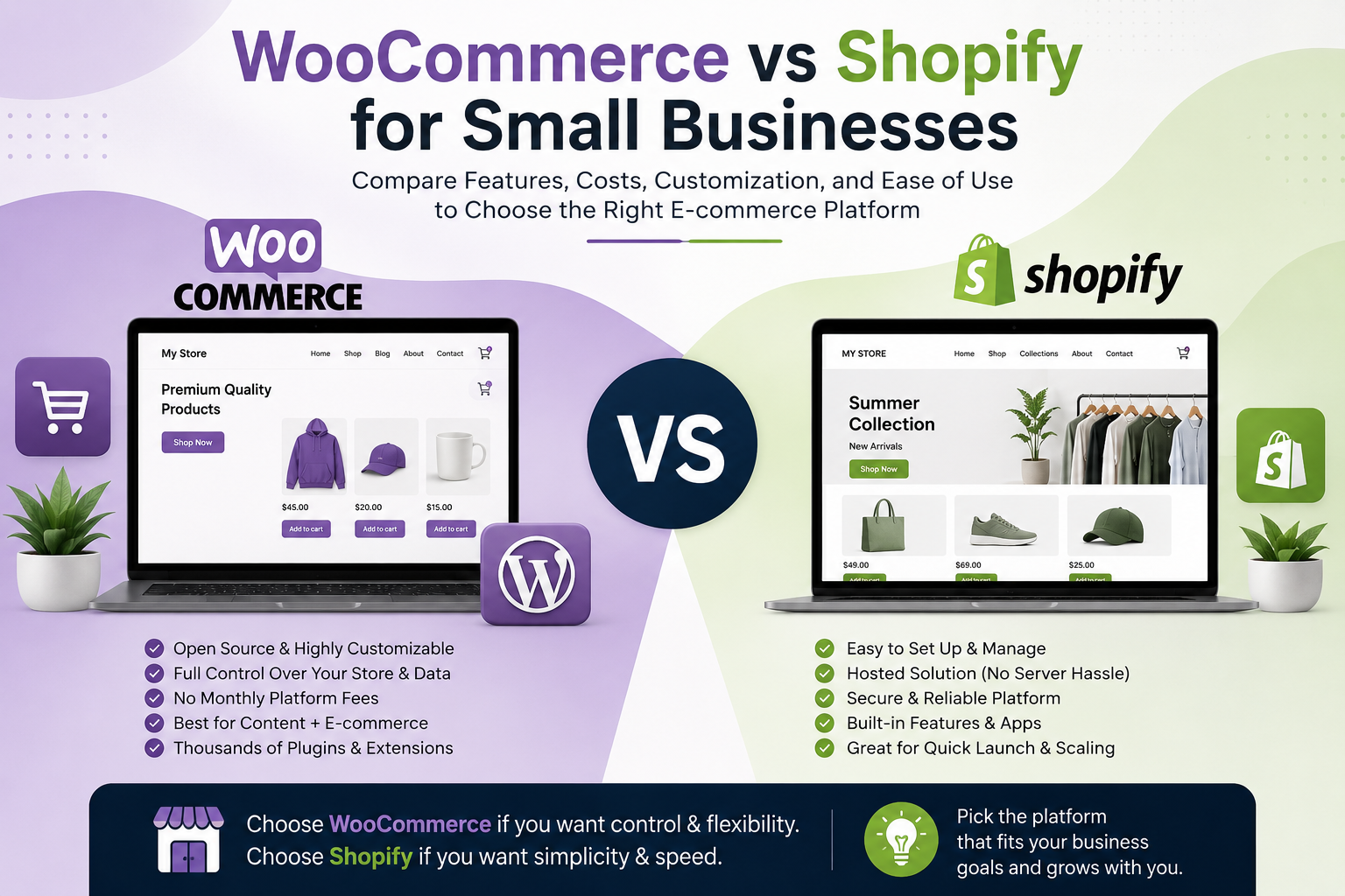 WooCommerce vs Shopify for small businesses platform comparison