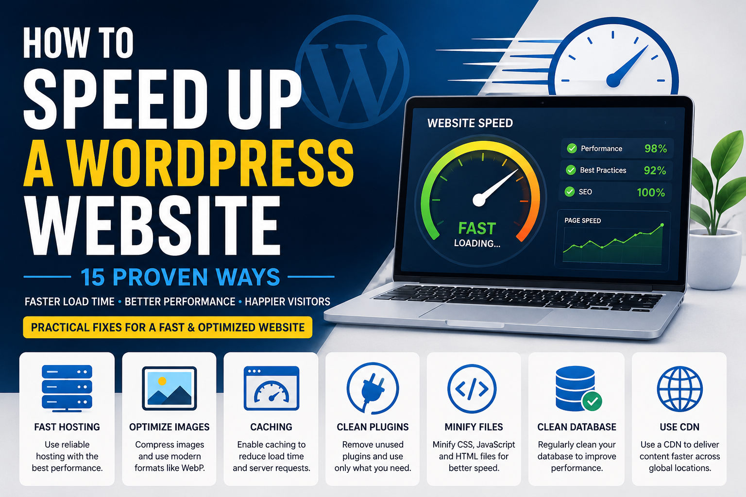 How to speed up a WordPress website using caching, image optimization and faster hosting