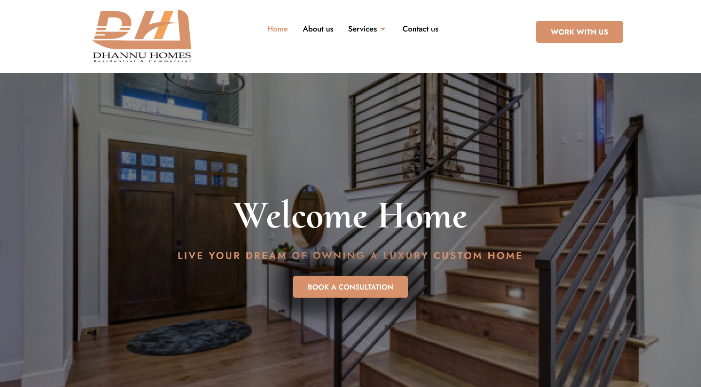 Dhannu Homes Custom Home Builder Website