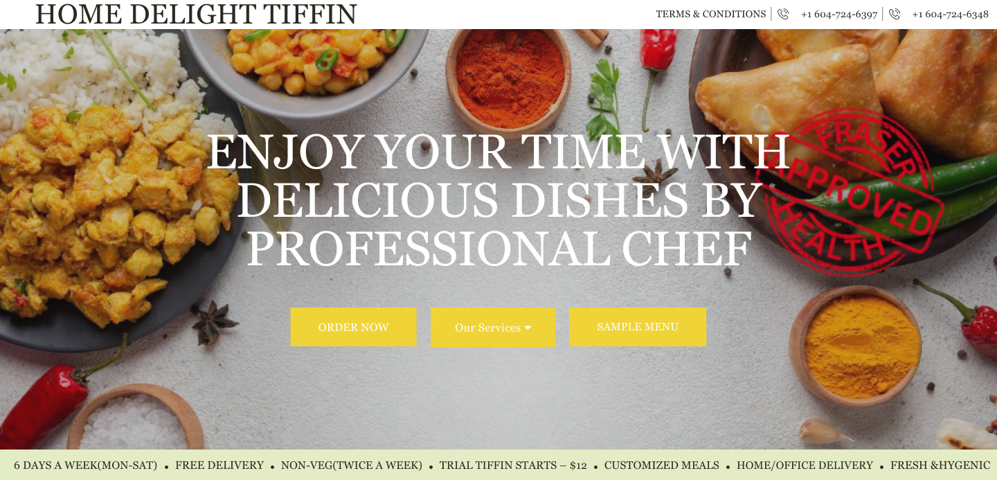Home Delight Tiffin Website