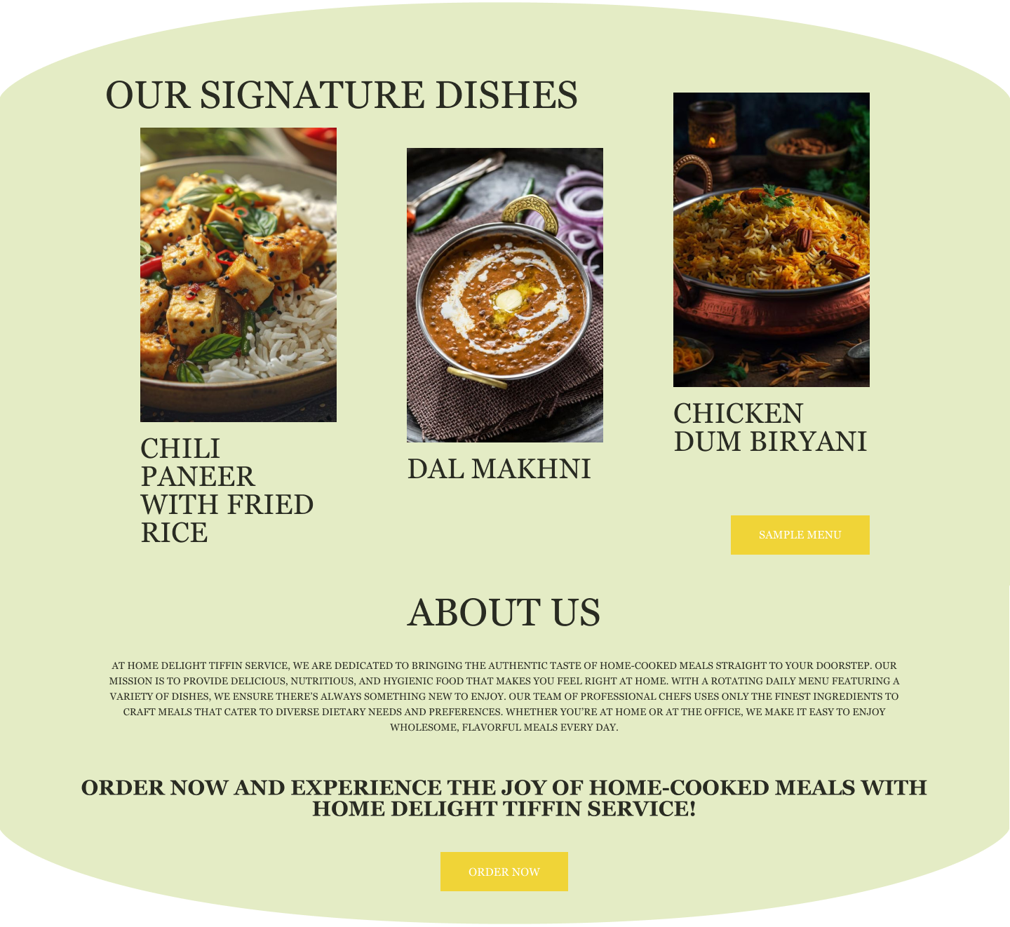Home Delight Tiffin Website