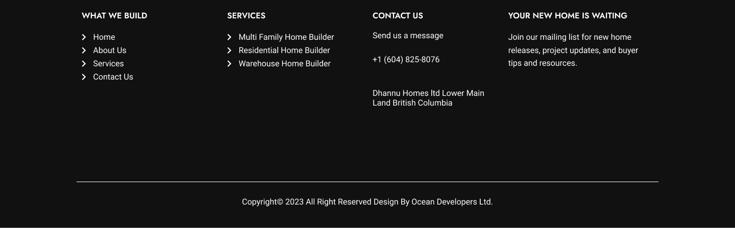 Dhannu Homes Custom Home Builder Website