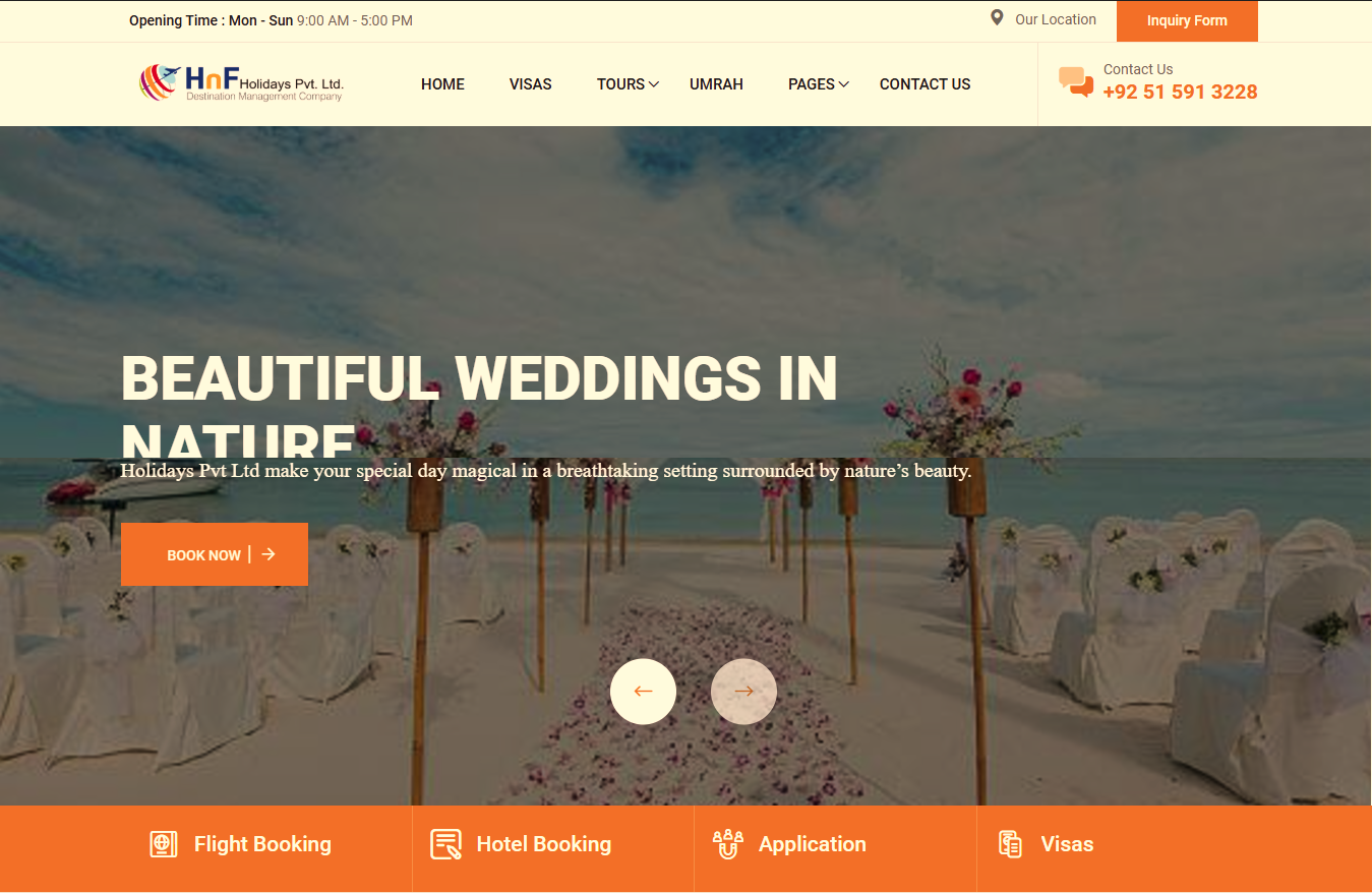 HNF Holidays Travel and Visa Website